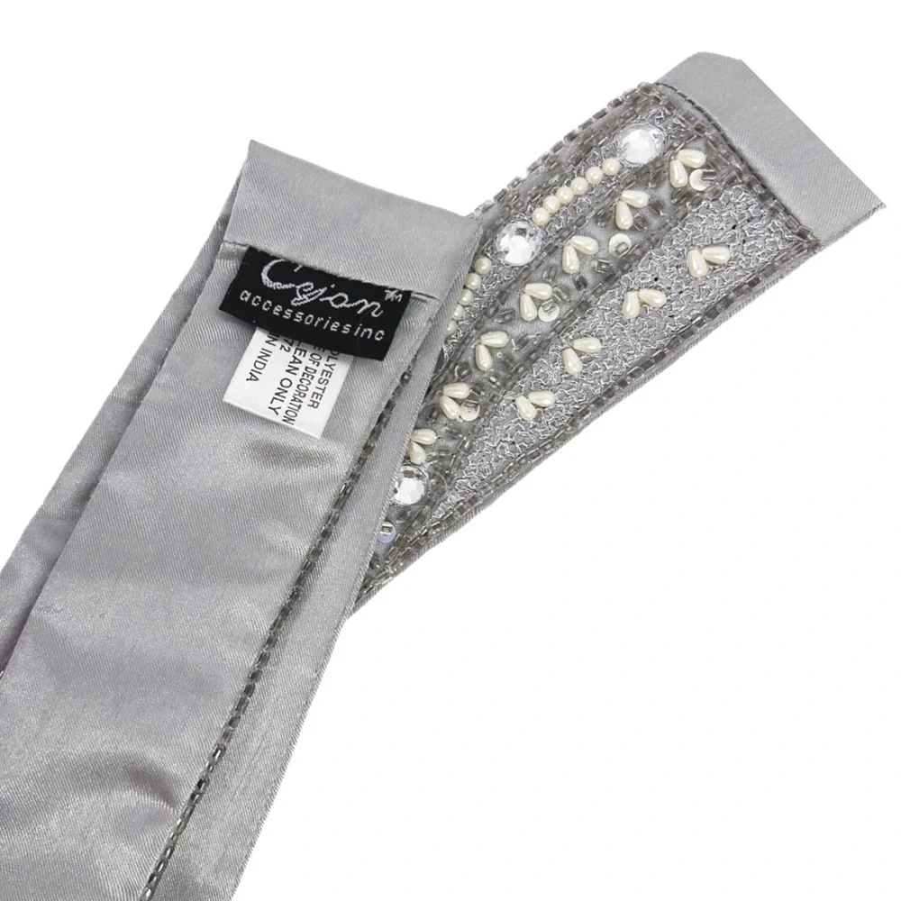 Cejon Satin Embellished Rhinestones Pearls Sequins‎ Beaded Sash Tie Belt